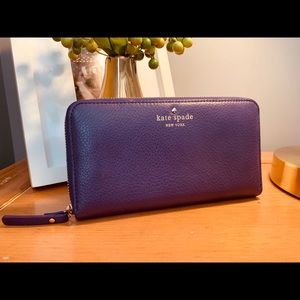 Kate Spade leather zip wallet, purple.